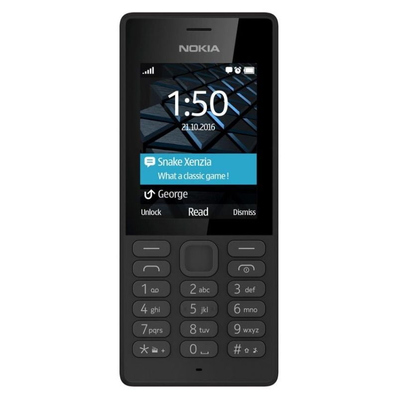 TELÉFONO MÓVIL NOKIA 150 NEGRO - DISPLAY 2.4'/6CM - CÁMARA VGA - DUAL SIM - SLOT MICROSD (HASTA 32GB) - RADIO FM - BIBANDA - BATERÍA 1020MAH